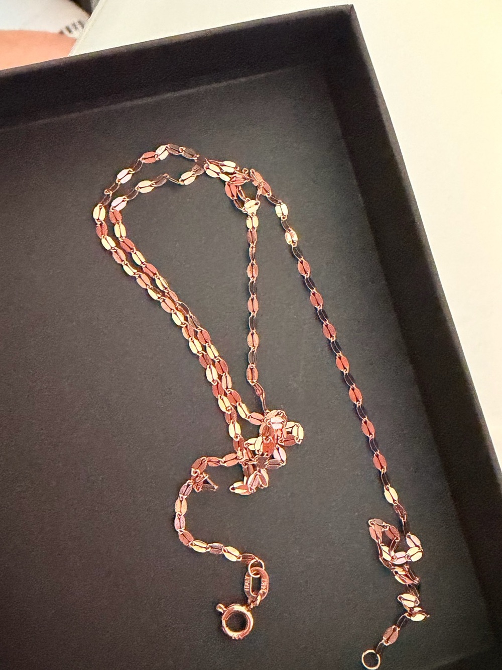14k Solid Gold Rose Gold Mirror Link Necklace 2mm 20”